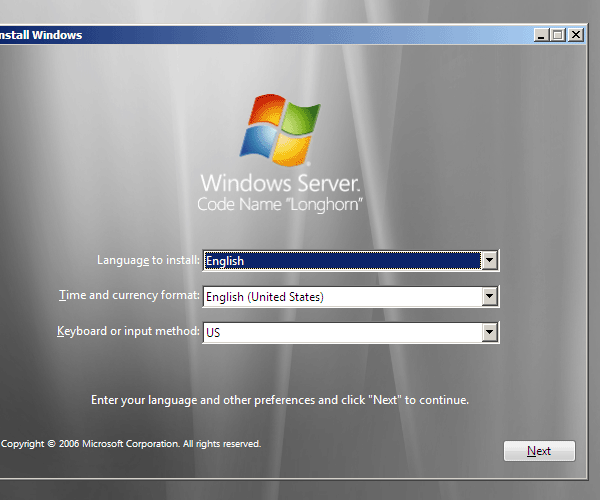 Windows Server 2008 安装